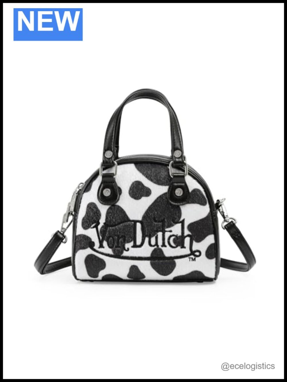 Vegan Leather Mini Bowling Bag with Crossbody Strap